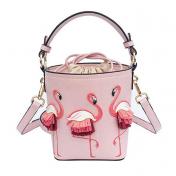 Flamingos Bag Embroidered Pink Bucket Tote Bag