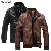 Male Stand Collar Leather Jacket