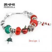 Christmas Pendant Charm Bracelets with Crystal Beads