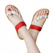 Women Casual Clip Toe Rivet Braided Flat Slippers