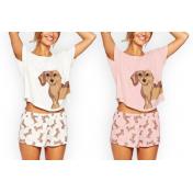 Sausage Dog Printed 2-Piece Pyjama Set - UK 10-14 & 2 Colours!