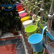 10 x Metal Iron Flower Pot Vase Hanging Balcony Garden Planter