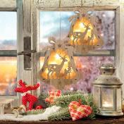 Natural Wooden Christmas Elk Hanging Ornaments
