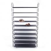 Simple Assembly 10 Tiers Non-woven Fabric Shoe Rack with Handle