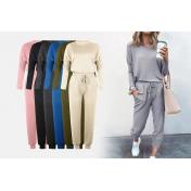 Loose Solid Colorful Long-Sleeved Casual Suit