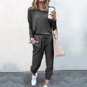 Loose Solid Colorful Long-Sleeved Casual Suit 