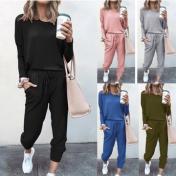 Loose Solid Colorful Long-Sleeved Casual Suit 