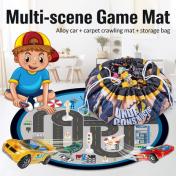 Kids Play Carpet Mat and Toys Storage Bag with Alloy Racing Cars