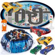Kids Play Carpet Mat and Toys Storage Bag with Alloy Racing Cars 