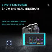 4 Inch 1080P Dual Lens IPS Touch Screen Dash Cam 