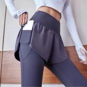Women High Waiste Yoga Pants fake two pieces Seamless Leggings
