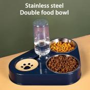 Stainless Steel Pet Feeder Bowl With Automatic Water Drinking Bottle