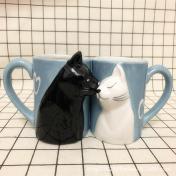 Unique Cat Kiss Pair Mug Gift for Couple