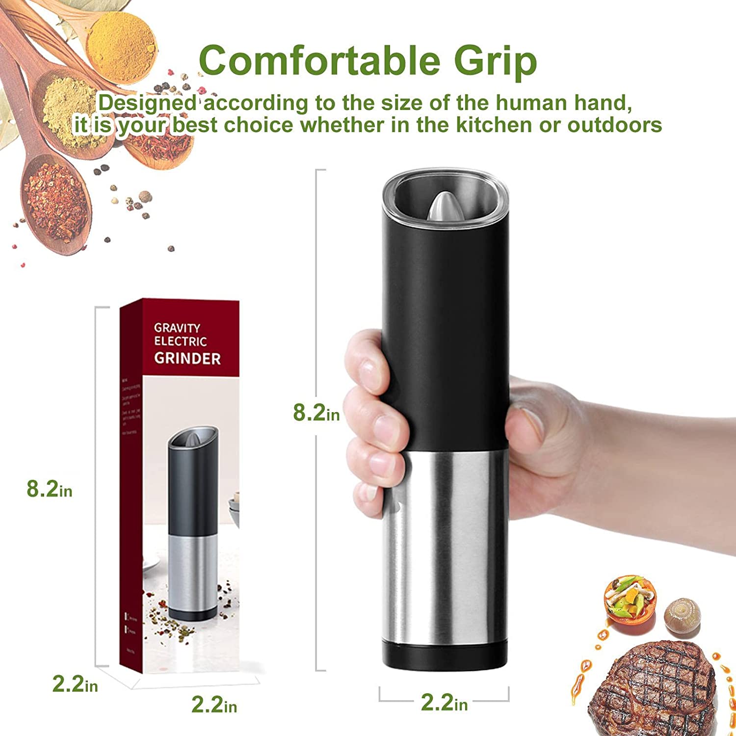 Sangcon Electric Salt and Pepper Grinder Mill Set, Safety & Assorted Colors