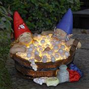 Bathing Garden Gnome Statues with Solar Light