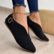 Women Loafers Retro Pointed Toe Suede Flat Shoes