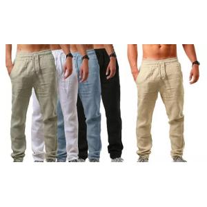 Men's Summer Cotton Elastic Waist Trousers