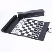 PU Leather Roll-Up Travel Game - Chess/Checkers