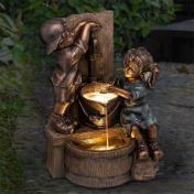 Chrees Boy and Girl Home Garden Statue