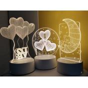 Romantic Love 3D 3 colors Led Lamp