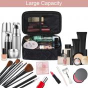 Travel Cosmetic Bag Waterproof with Brush Compartment and Mirror
