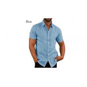 Men's Linen Short Sleeve Shirt - 5 Colours & 7 Sizes