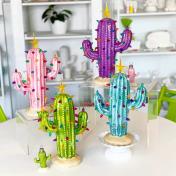 Resin Cactus Tree Decor with Color Bulbs for Xmas