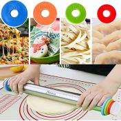 Rolling Pin and Silicone Baking Pastry Mat Set