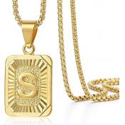 Gold Plated Stainless Steel Letter Pendant Necklace