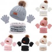 3Pcs Kids Hat Scarf Gloves Set