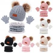 3Pcs Kids Hat Scarf Gloves Set