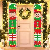2Pcs Christmas Decorations Banners with String Lights