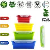 4 Pack Silicone Collapsible Food Storage Containers Set