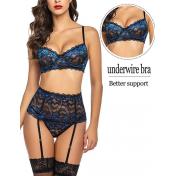 High Waisted Underwire Lingerie With Garter Belt