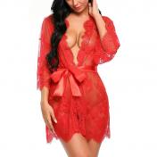 Women's Lace Kimono Robe Babydoll Lingerie 