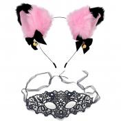 Cat Fox Faux Fur Ears Headband With Mask