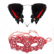 Cat Fox Faux Fur Ears Headband With Mask
