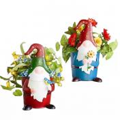 Metal Gnome Flower Pot