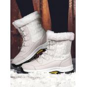 Minimalist Quilted Lace-up Front Snow Boots
