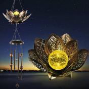 Outdoor Solar Light Lotus Shape Hanging Wind Chimes 