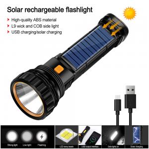 50000LM LED Solar USB Rechargeable Flashlight Torch 