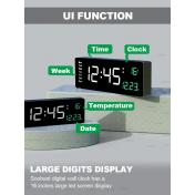 Dual Alarms LED Display Digital Wall Clock Large Alarm Clock
