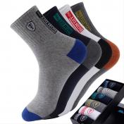 6pairs Men's Sweat Absorbing Embroidered Crest Athletic Socks