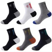 6pairs Men's Sweat Absorbing Embroidered Crest Athletic Socks