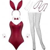 Women Rabbit Lingerie and Tails Bodysuit 