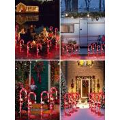 LED Solar Christmas Decorative Candy Cane Sign Light 