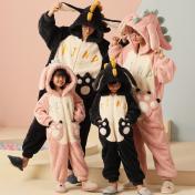Flannel Cosplay Animal One Piece Pajamas Sleepwear Homewear for Family