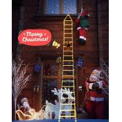 Christmas Decorative Ladder Lights with Santa Claus