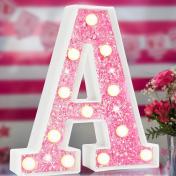 Glitter Alphabet Letter Sign Pink Light Up Letters