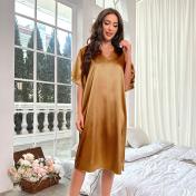 Women V-Neck Sleepwear  Silky Nightdress 